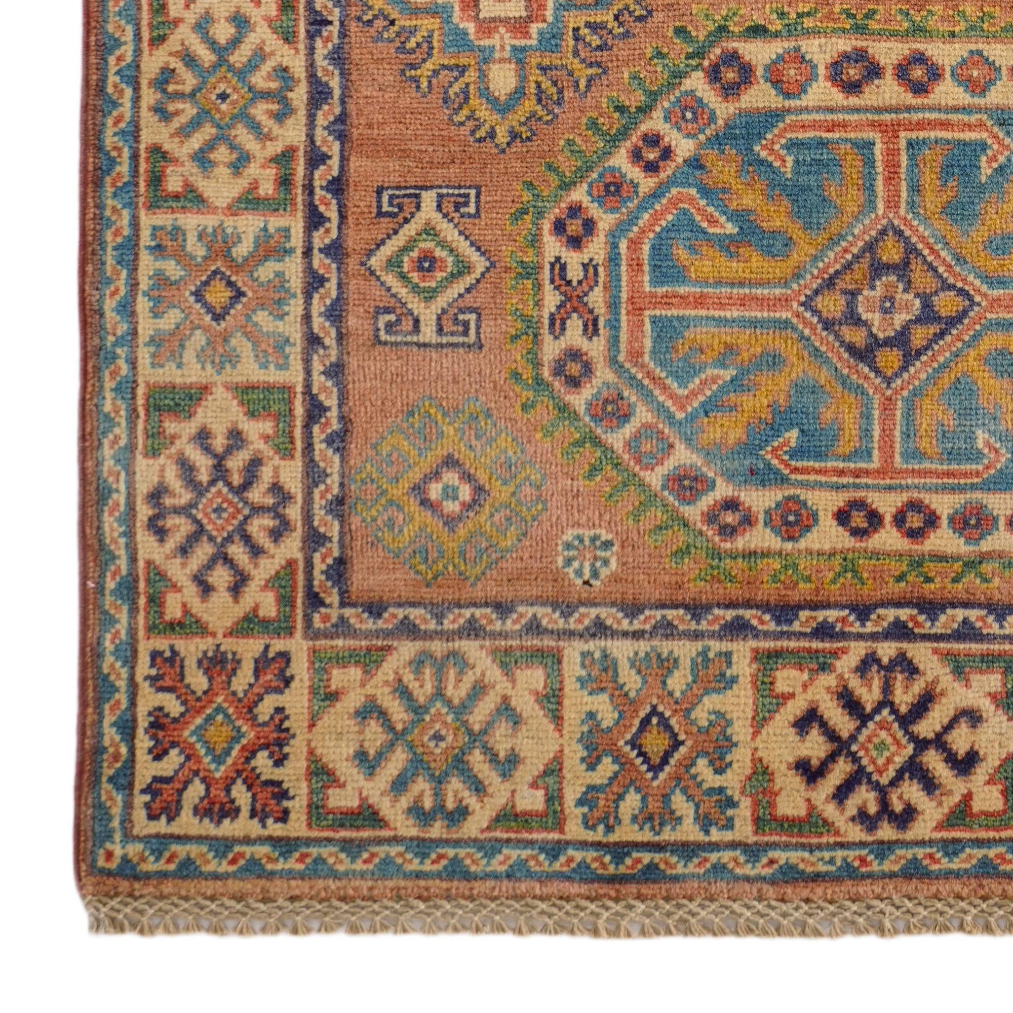 3' 2 x 4' 10 Hand Knotted Kazak Rug