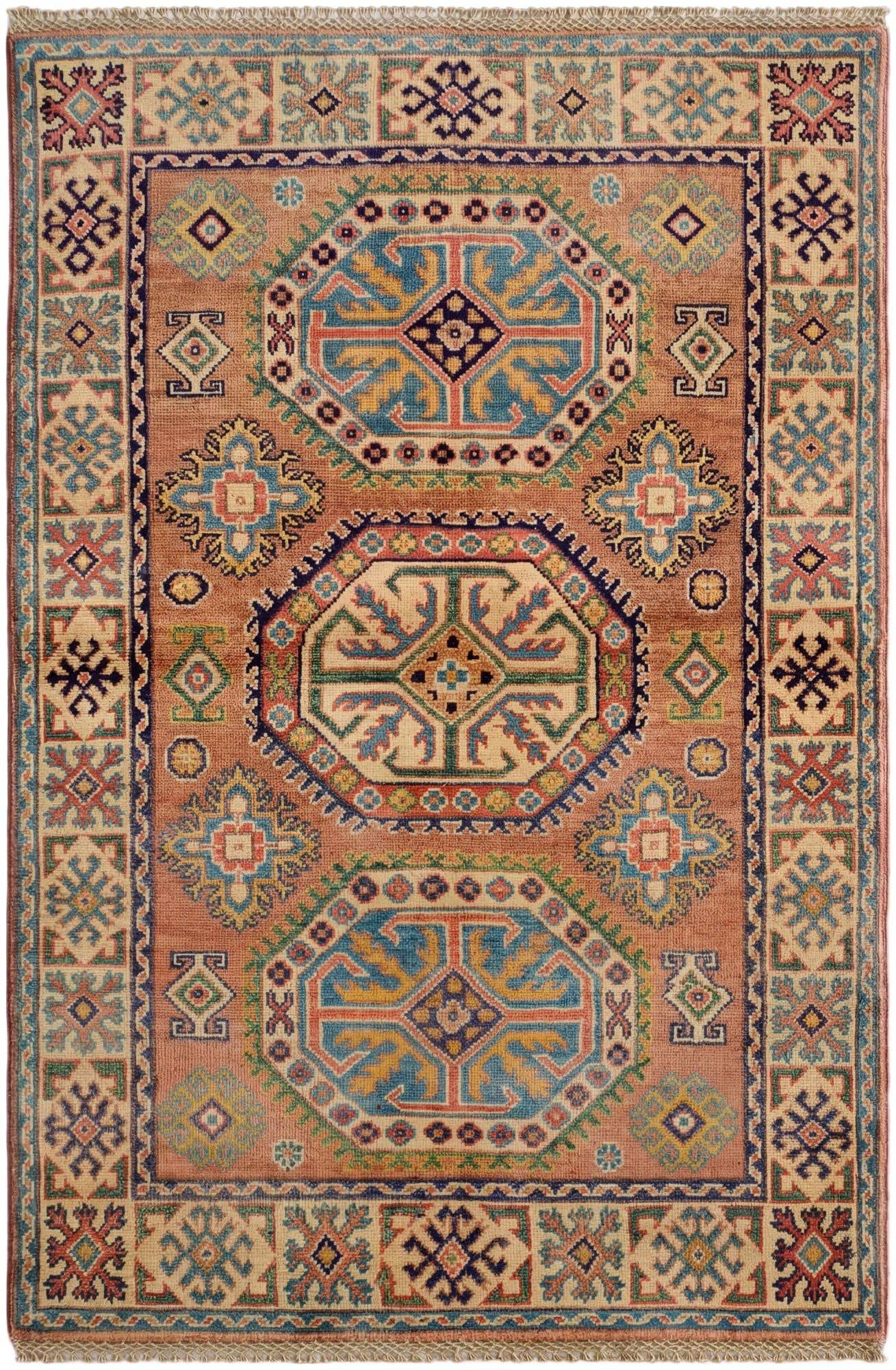 3' 2 x 4' 10 Hand Knotted Kazak Rug