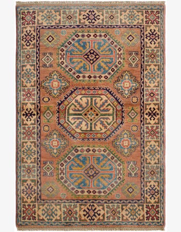 3' 2 x 4' 10 Hand Knotted Kazak Rug