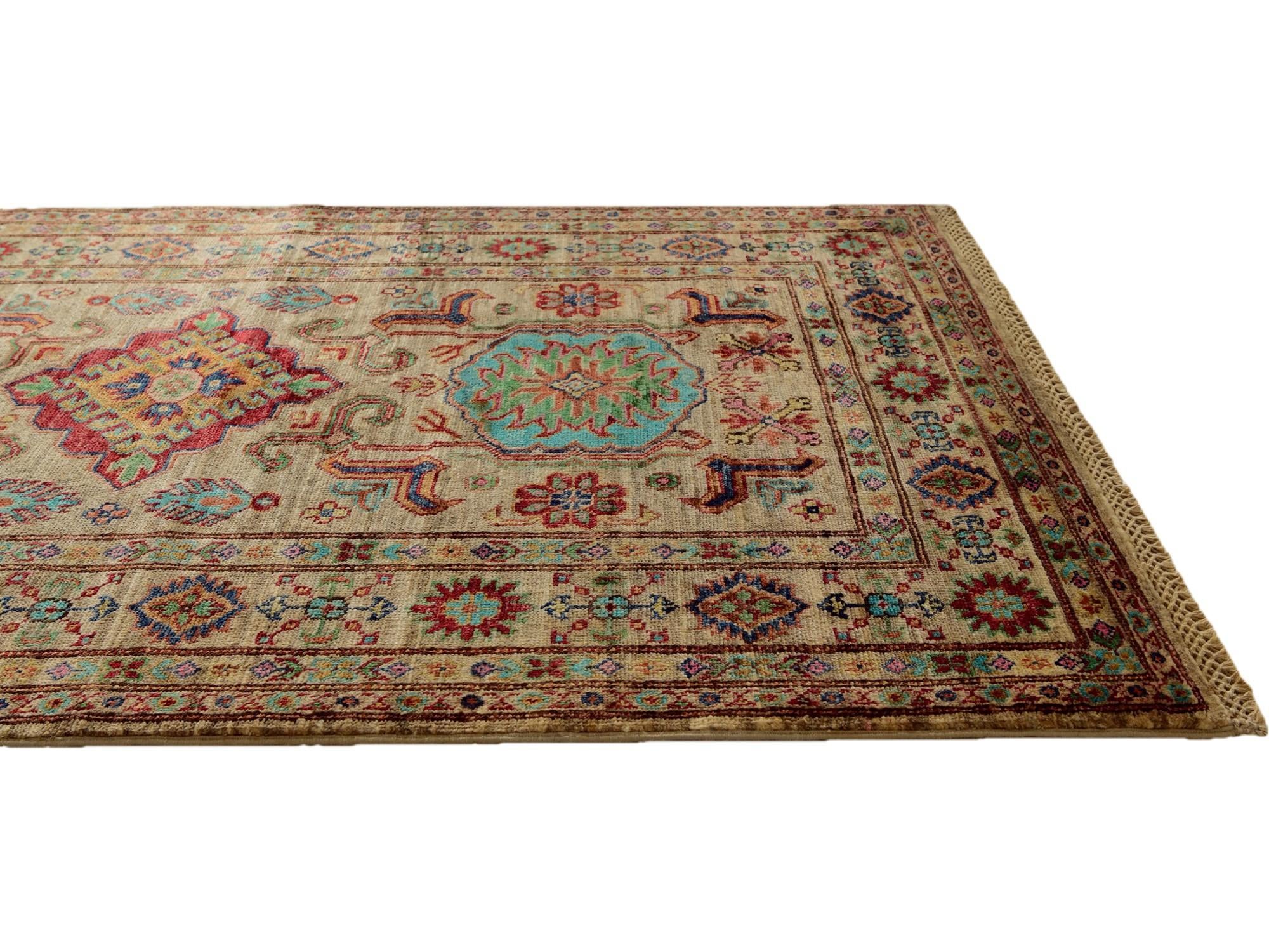3' 5 x 5' 2 Hand Knotted Kazak Rug