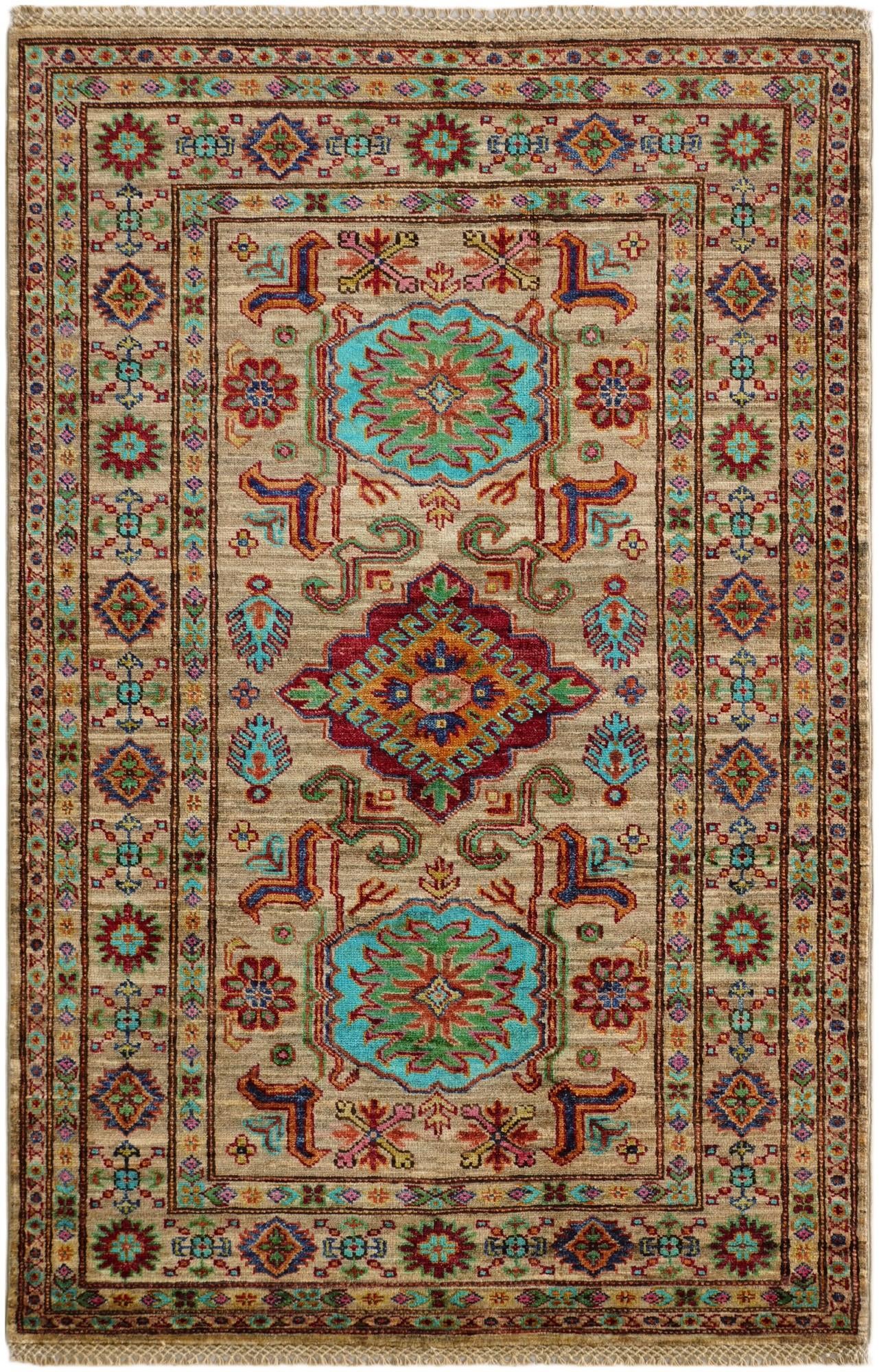 3' 5 x 5' 2 Hand Knotted Kazak Rug