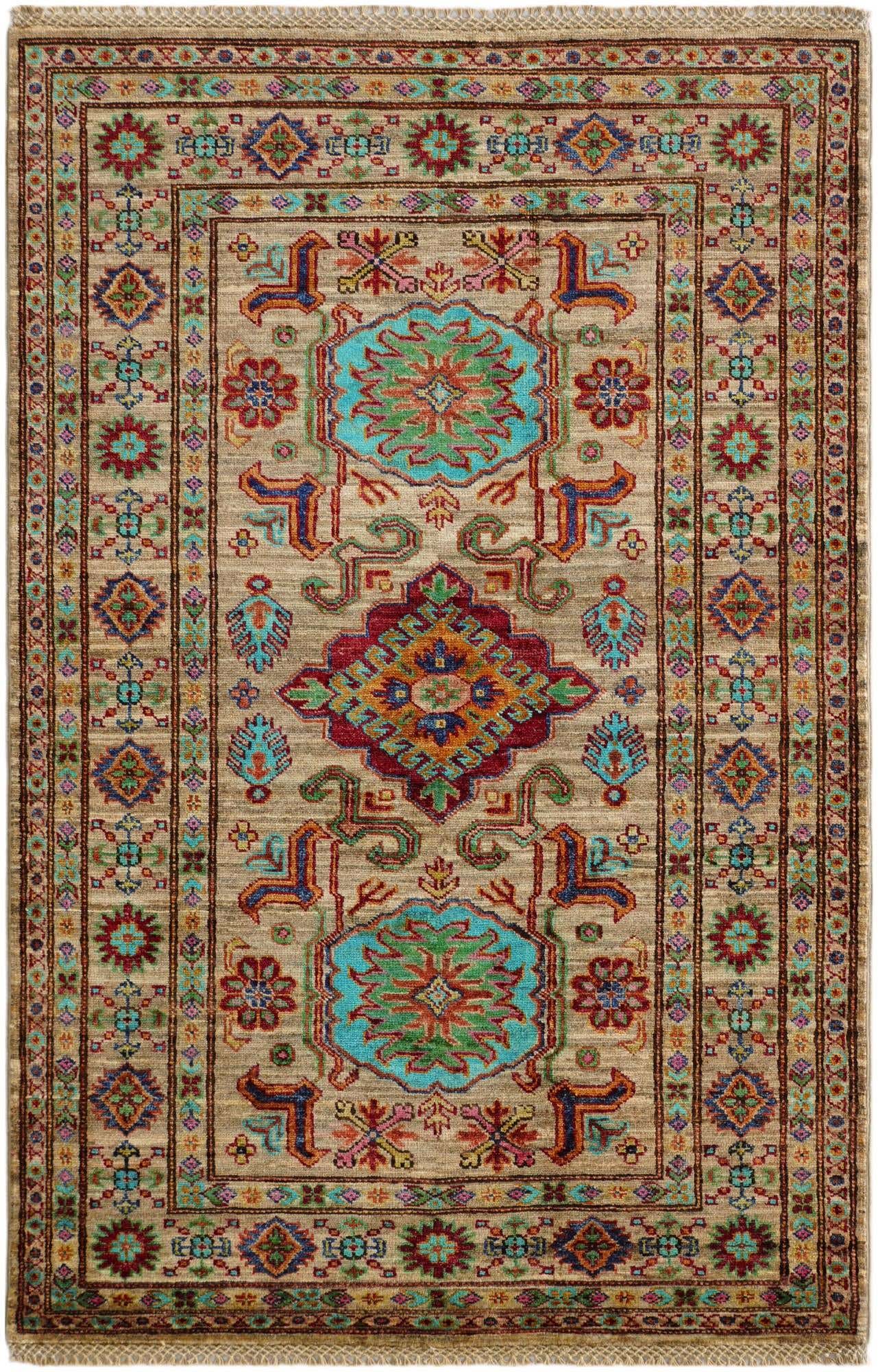 3' 5 x 5' 2 Hand Knotted Kazak Rug