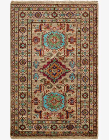 3' 5 x 5' 2 Hand Knotted Kazak Rug