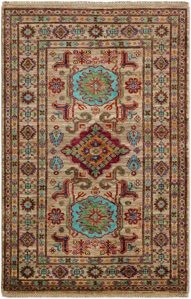 3' 5 x 5' 2 Hand Knotted Kazak Rug