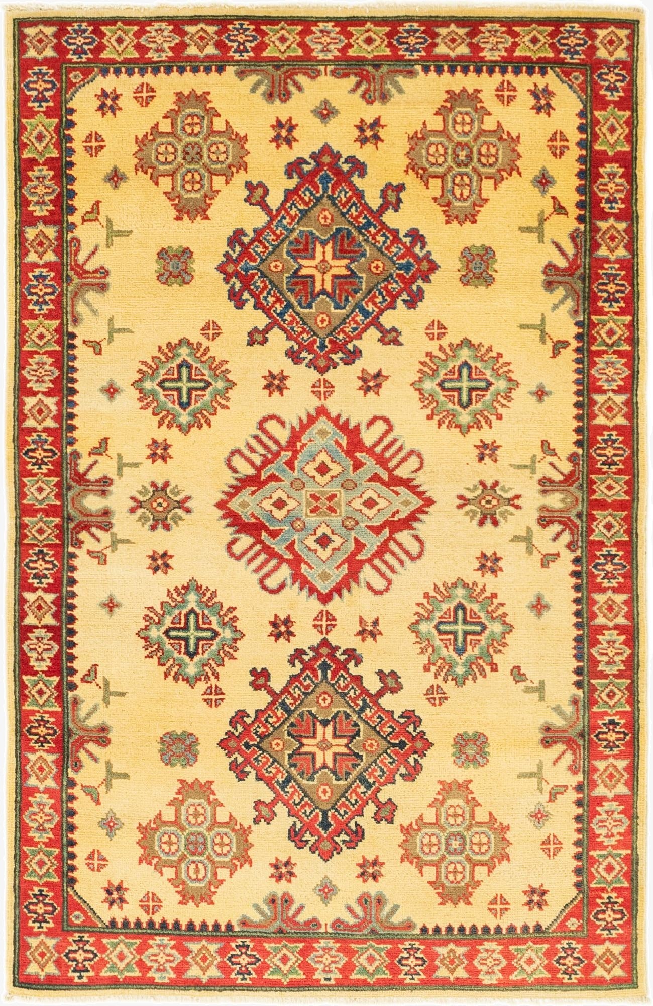 4' x 6' 2  Hand Knotted Kazak Rug