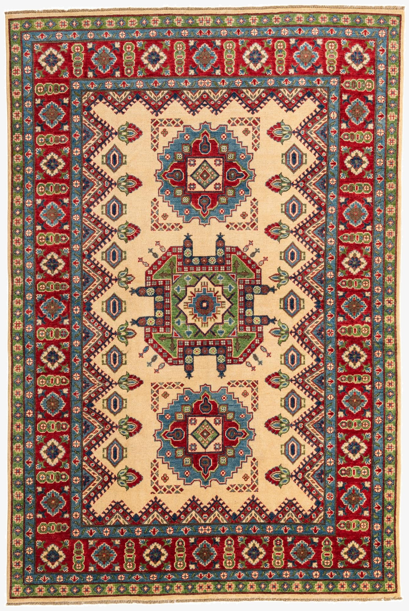 6' 6 x 9' 10  Hand Knotted Kazak Rug