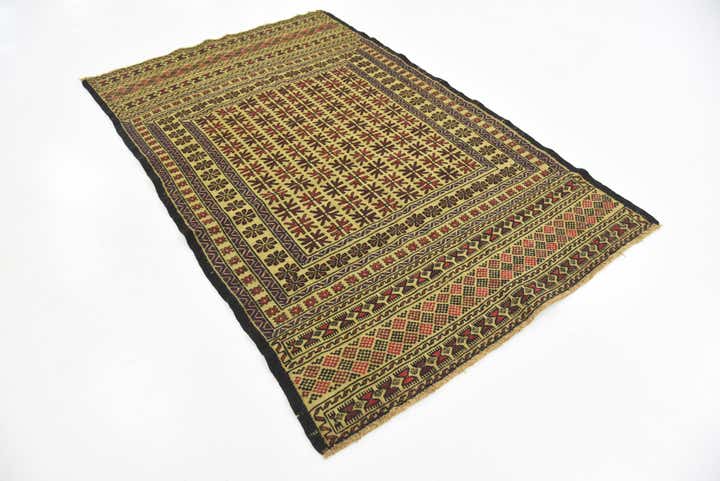 4' x 6' 2 Hand Woven Kilim Afghan Wool Rug