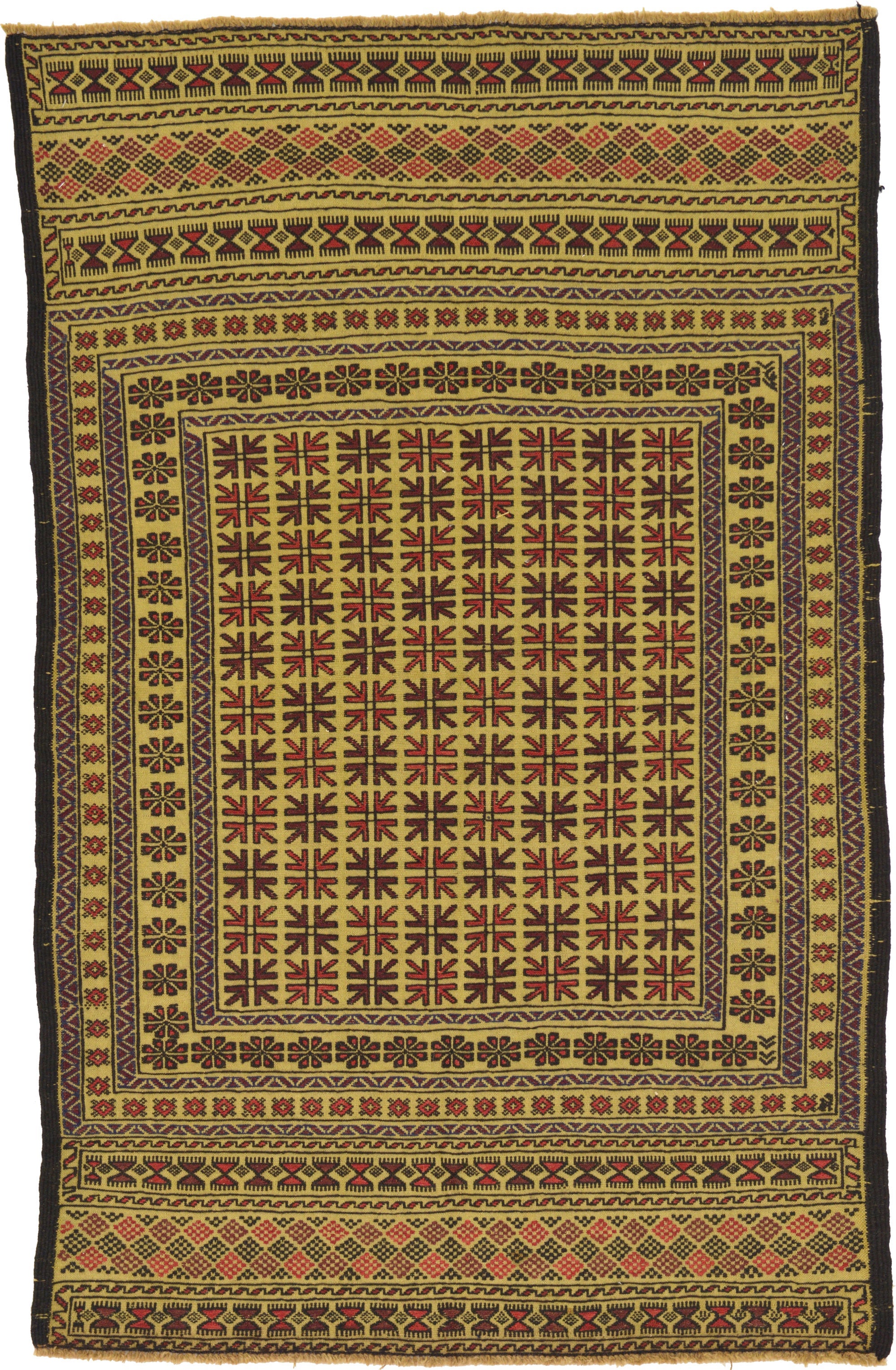 4' x 6' 2 Hand Woven Kilim Afghan Wool Rug