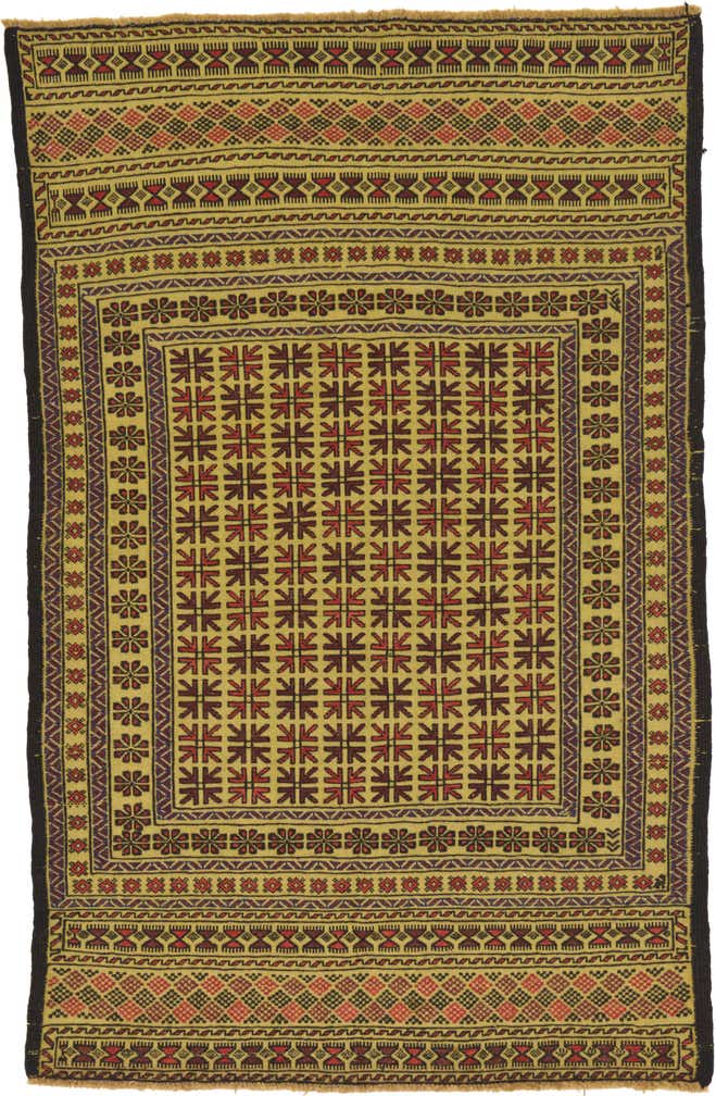 4' x 6' 2 Hand Woven Kilim Afghan Wool Rug