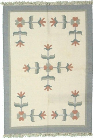 135cm x 195cm Tejido a mano Kilim Dhurrie Alfombra Lana