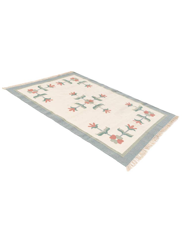 Detail image of 4' 5 x 6' 4 Hand Woven Kilim Dhurrie Wool Rug