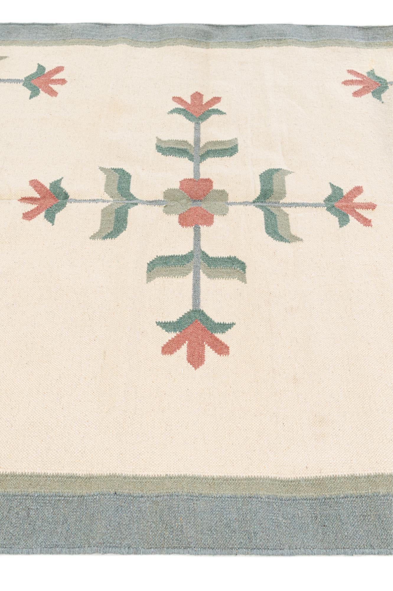 135cm x 195cm Tejido a mano Kilim Dhurrie Alfombra Lana