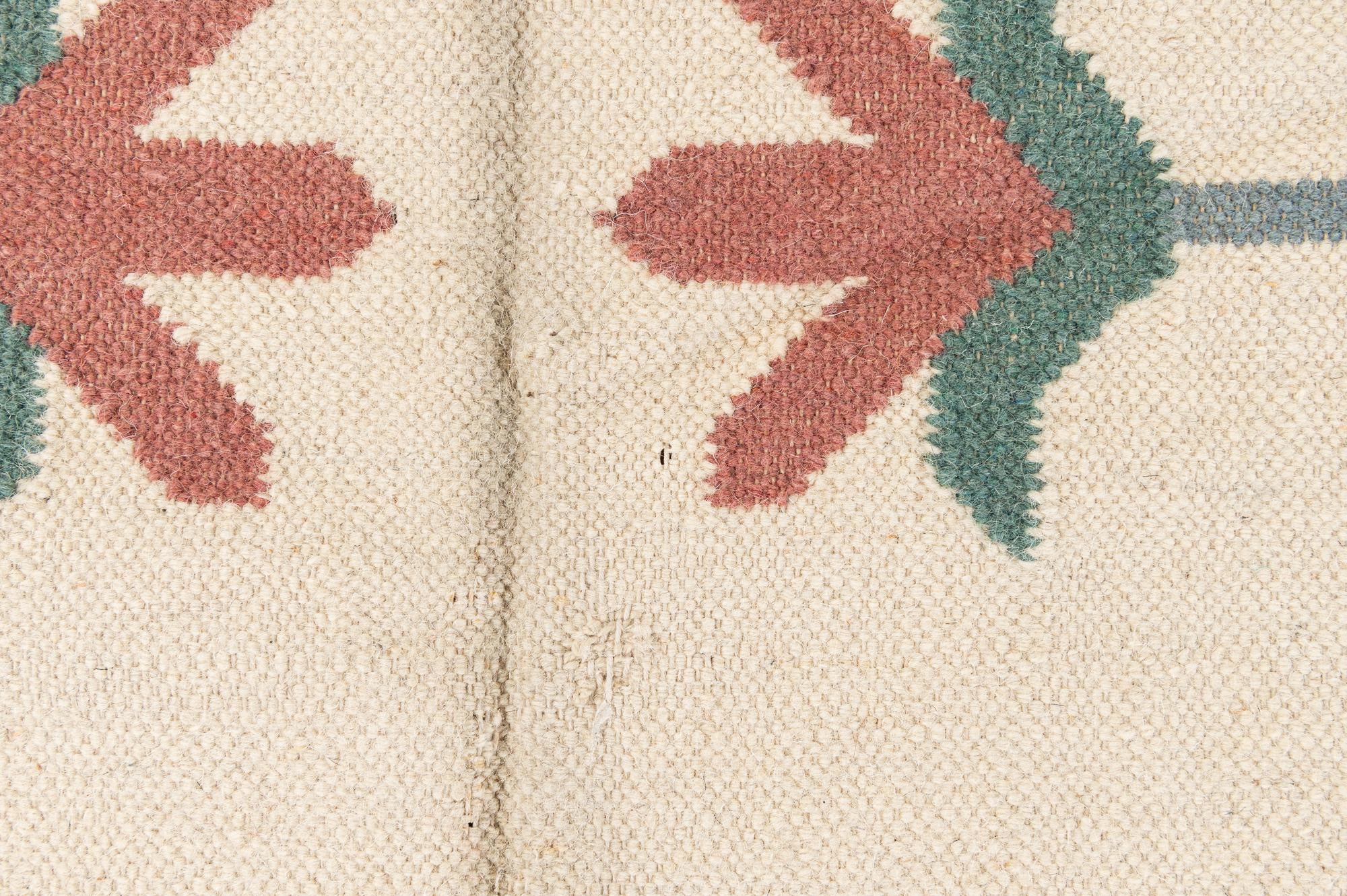 135cm x 195cm Tejido a mano Kilim Dhurrie Alfombra Lana