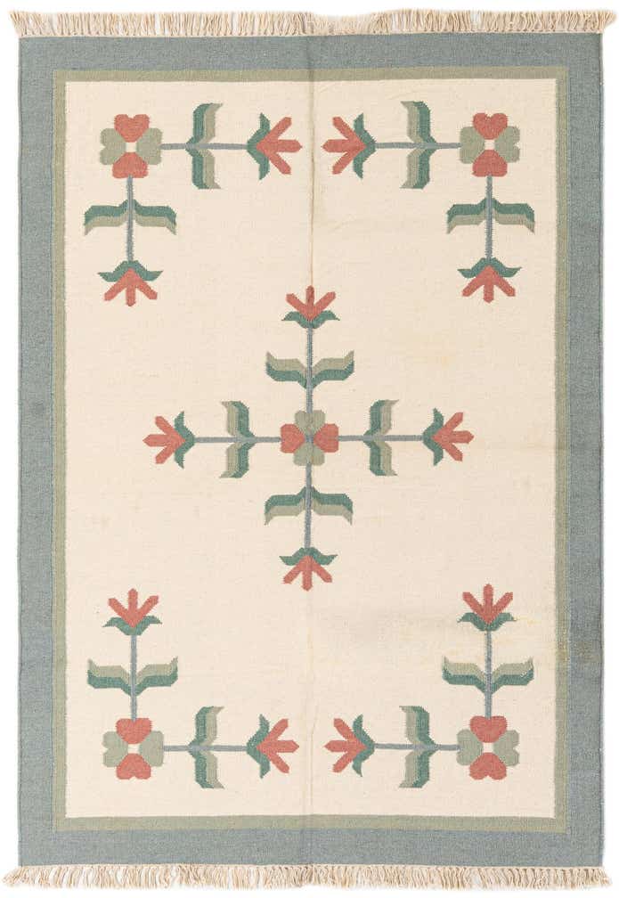 4' 5 x 6' 4 Hand Woven Kilim Dhurrie Wool Rug