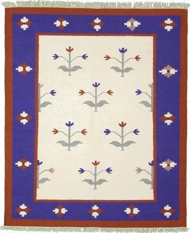 6' 6 x 7' 10 Hand Woven Kilim Dhurrie Wool Rug