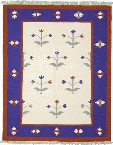 Detail image of 6' 6 x 7' 10 Hand Woven Kilim Dhurrie Wool Rug