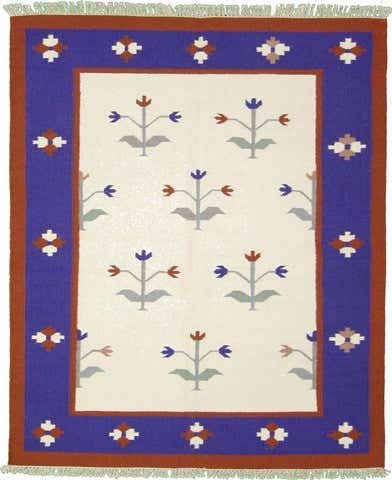 6' 6 x 7' 10 Hand Woven Kilim Dhurrie Wool Rug