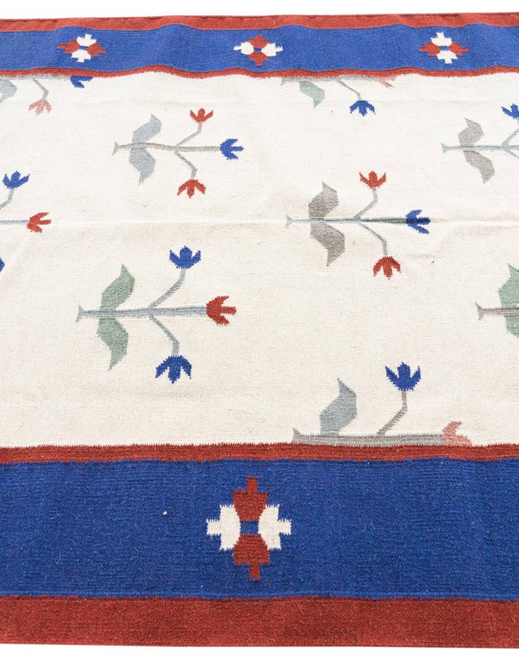 Detail image of 6' 6 x 7' 10 Hand Woven Kilim Dhurrie Wool Rug