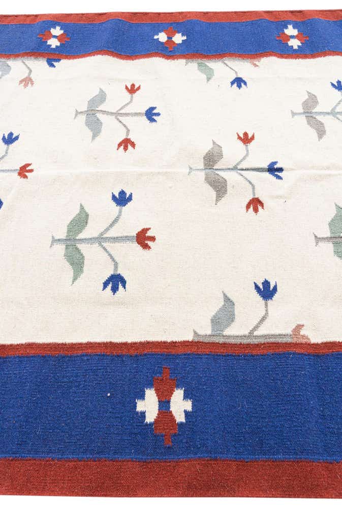 6' 6 x 7' 10 Hand Woven Kilim Dhurrie Wool Rug