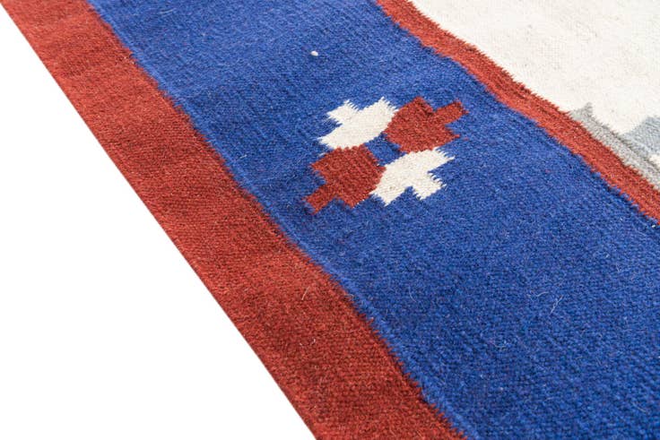 Detail image of 6' 6 x 7' 10 Hand Woven Kilim Dhurrie Wool Rug