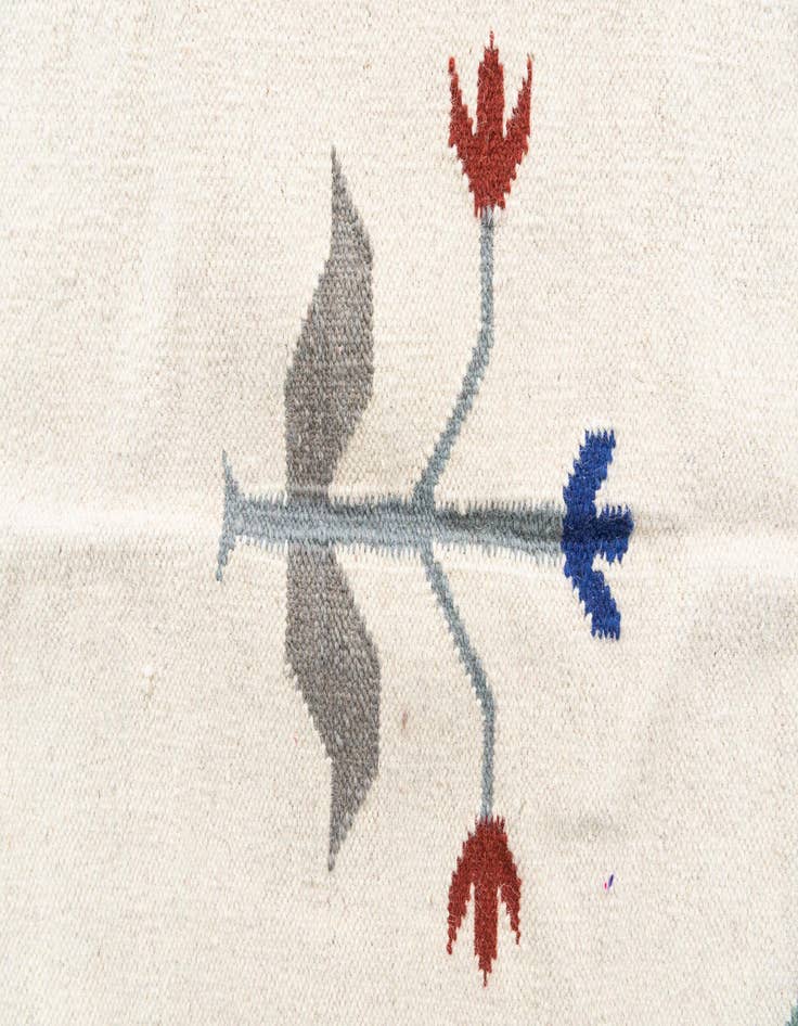 Detail image of 6' 6 x 7' 10 Hand Woven Kilim Dhurrie Wool Rug