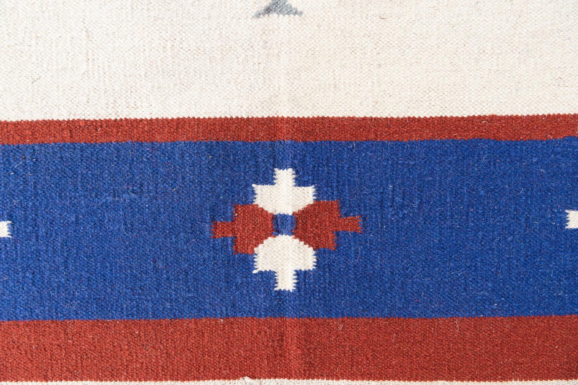 6' 6 x 7' 10 Hand Woven Kilim Dhurrie Wool Rug