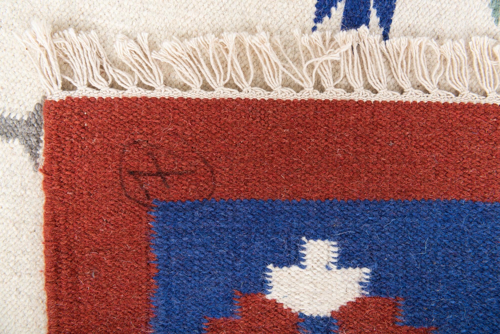 6' 6 x 7' 10 Hand Woven Kilim Dhurrie Wool Rug