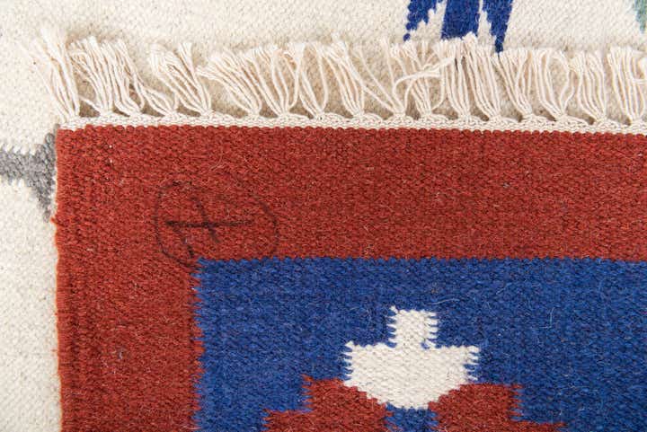 6' 6 x 7' 10 Hand Woven Kilim Dhurrie Wool Rug