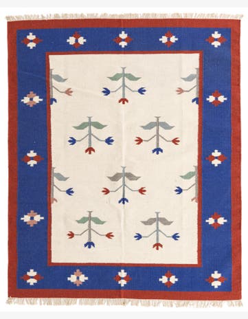 6' 6 x 7' 10 Hand Woven Kilim Dhurrie Wool Rug