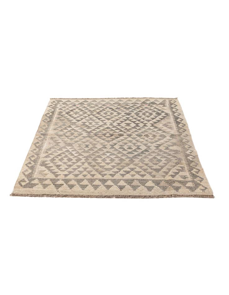 Detail image of 3' 8 x 4' 7 Hand Woven Kilim Maymana Wool Rug