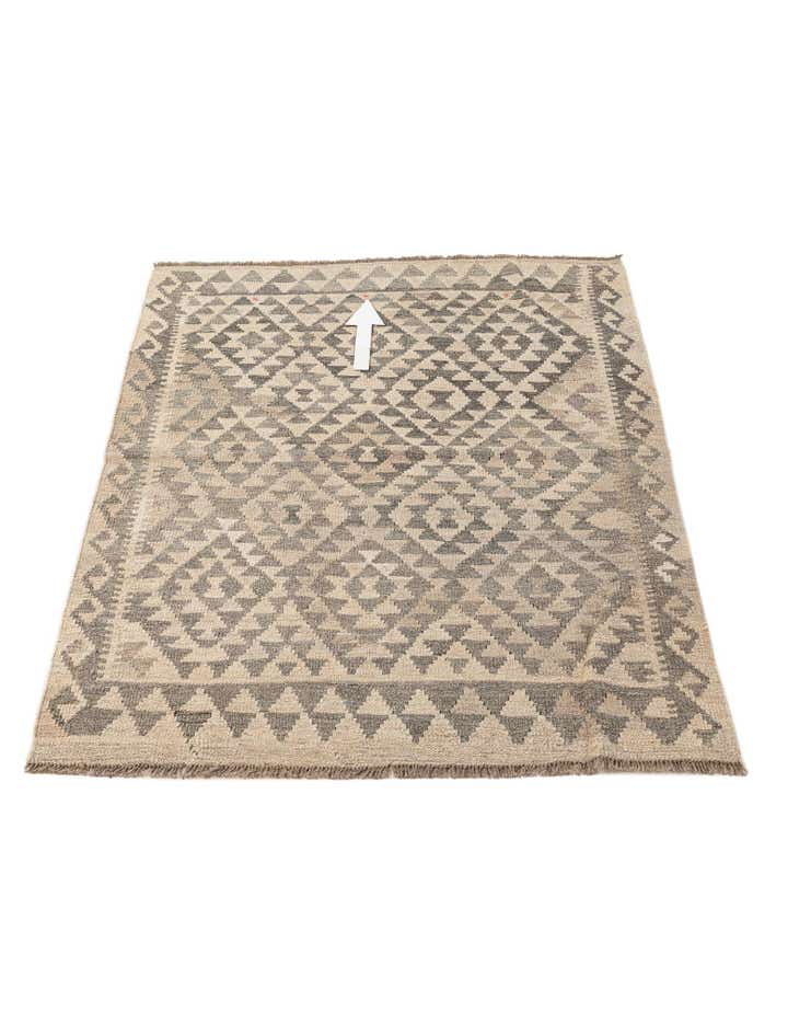 3' 8 x 4' 7 Hand Woven Kilim Maymana Wool Rug