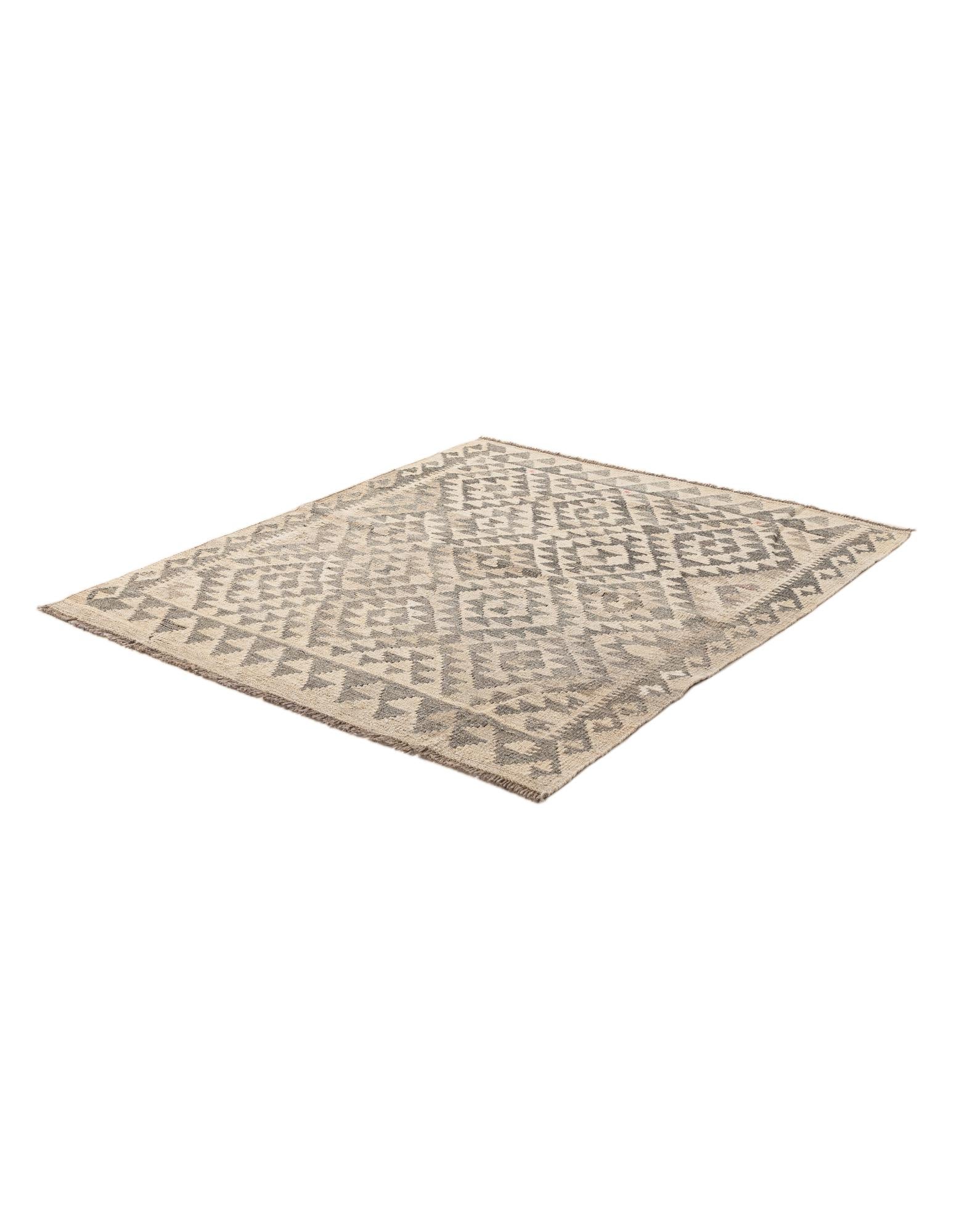3' 8 x 4' 7 Hand Woven Kilim Maymana Wool Rug