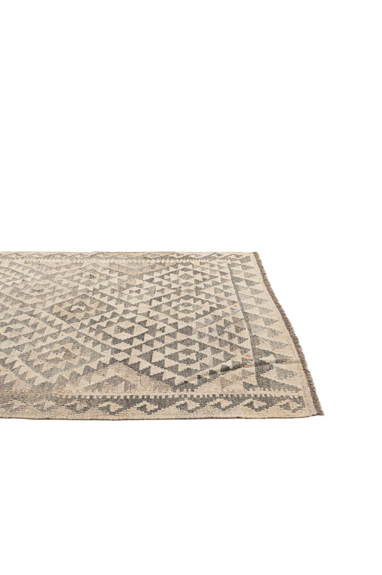 3' 8 x 4' 7 Hand Woven Kilim Maymana Wool Rug