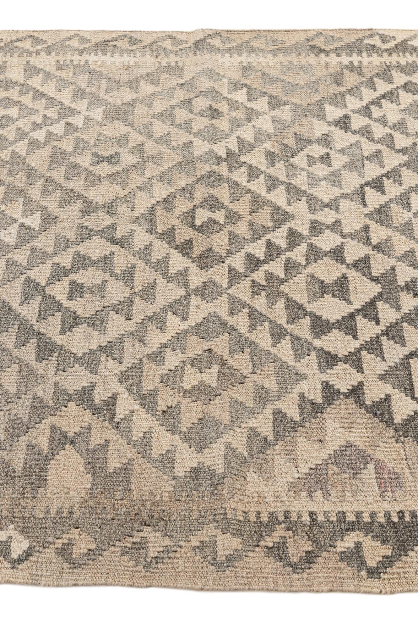 3' 8 x 4' 7 Hand Woven Kilim Maymana Wool Rug