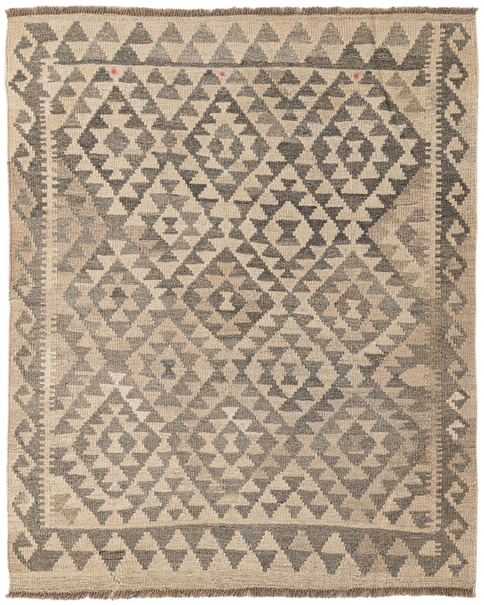 3' 8 x 4' 7 Hand Woven Kilim Maymana Wool Rug