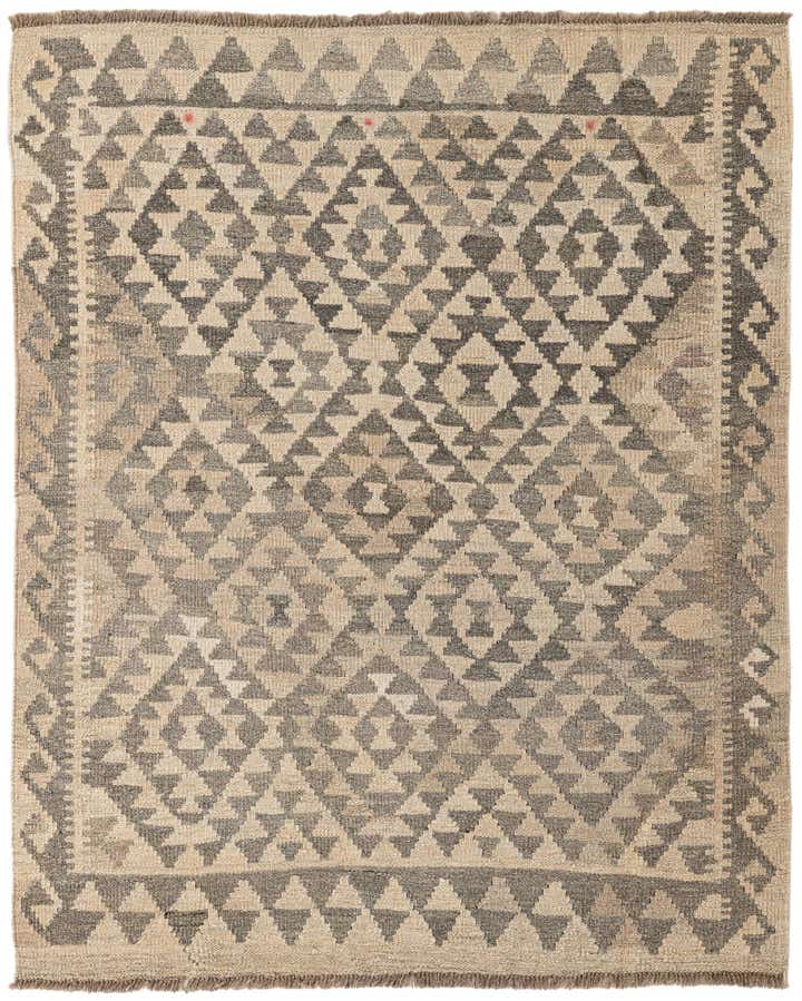 3' 8 x 4' 7 Hand Woven Kilim Maymana Wool Rug