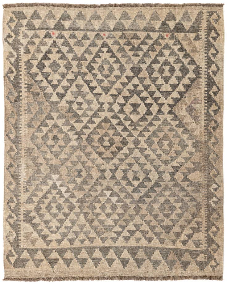 Detail image of 3' 8 x 4' 7 Hand Woven Kilim Maymana Wool Rug