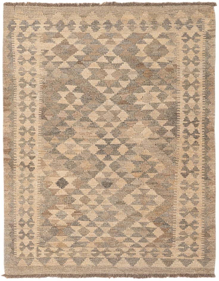 Detail image of 3' 3 x 4' 9 Hand Woven Kilim Maymana Wool Rug