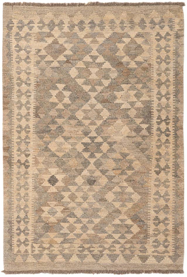Detail image of 3' 3 x 4' 9 Hand Woven Kilim Maymana Wool Rug