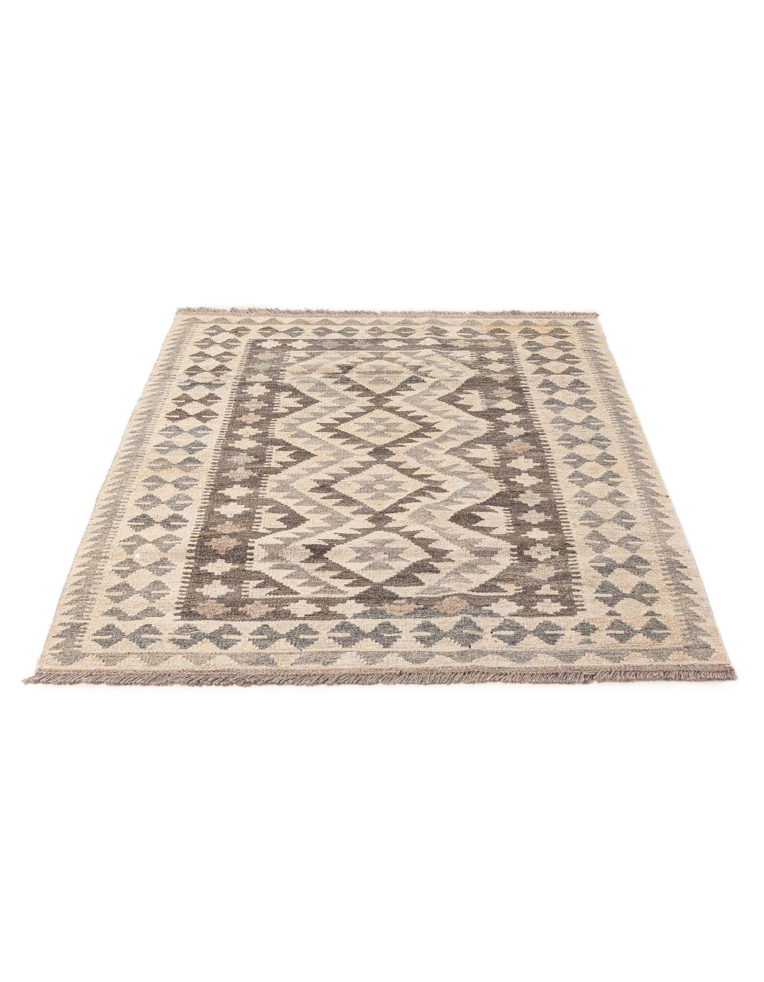 3' 4 x 4' 10 Hand Woven Kilim Maymana Wool Rug