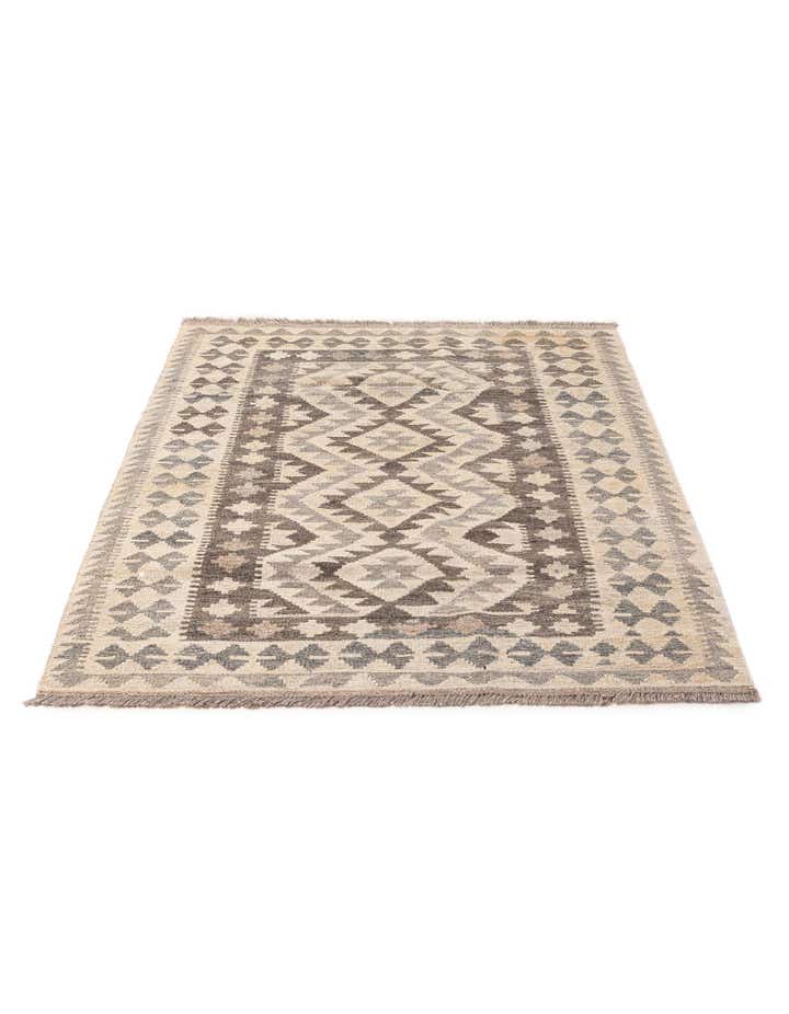 3' 4 x 4' 10 Hand Woven Kilim Maymana Wool Rug