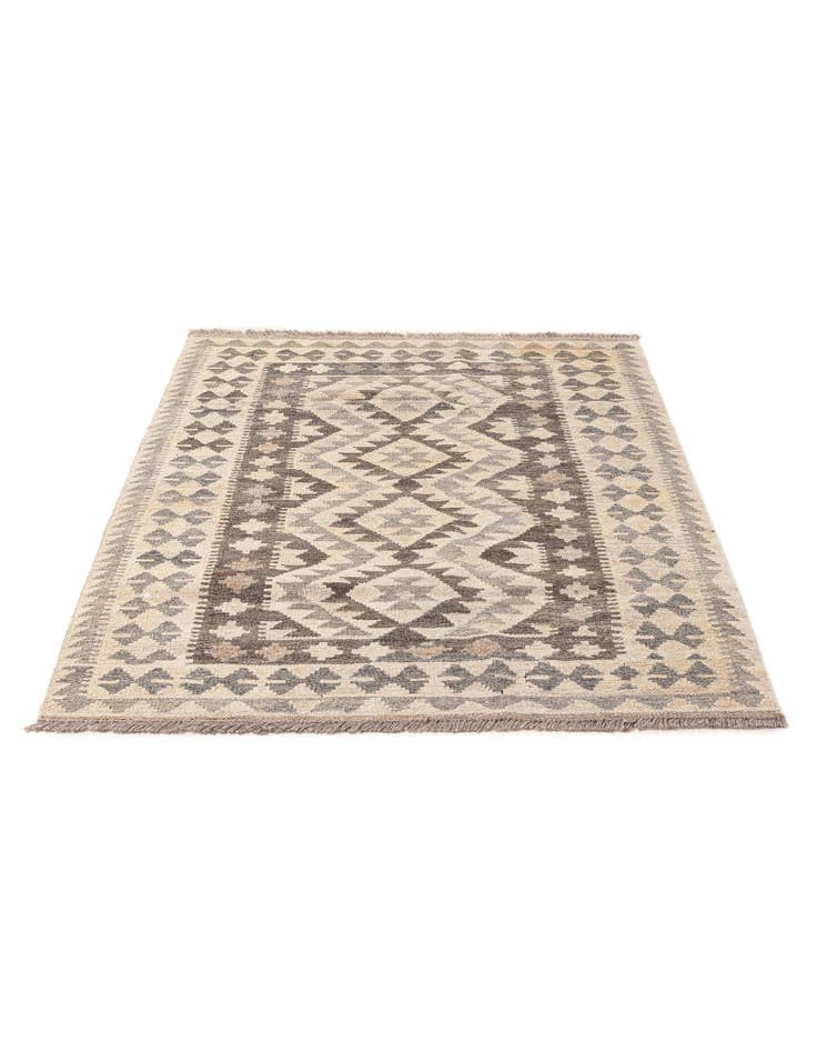Detail image of 3' 4 x 4' 10 Hand Woven Kilim Maymana Wool Rug