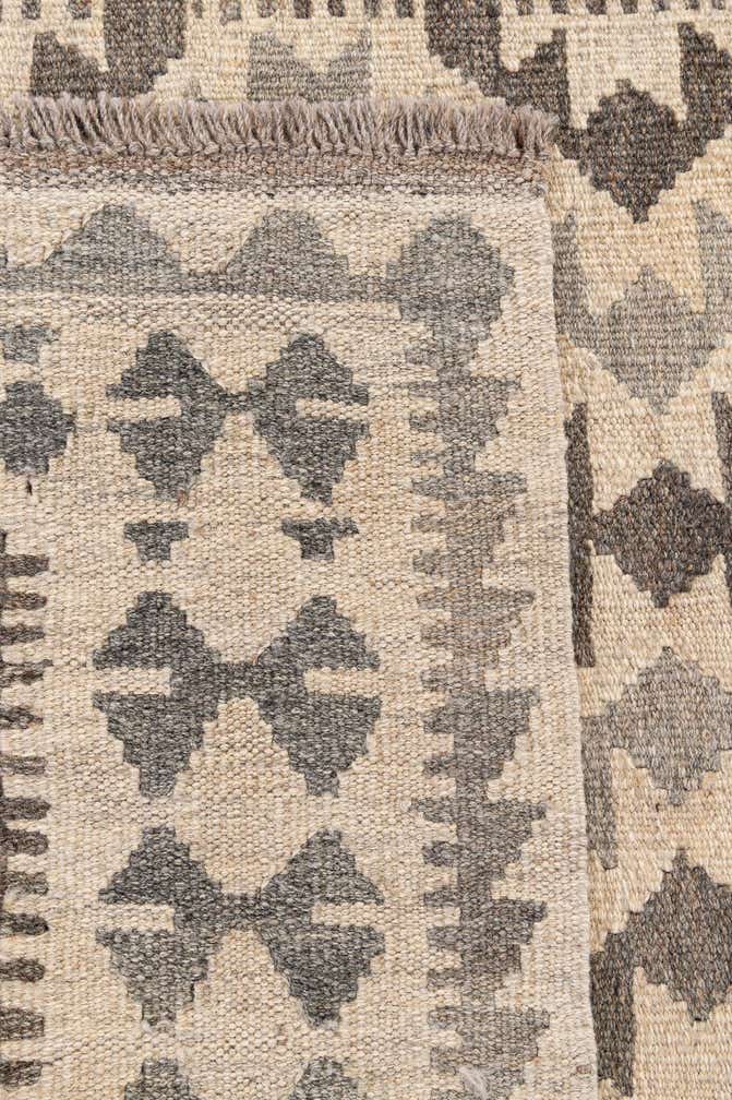 3' 4 x 4' 10 Hand Woven Kilim Maymana Wool Rug
