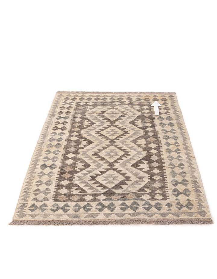 3' 4 x 4' 10 Hand Woven Kilim Maymana Wool Rug