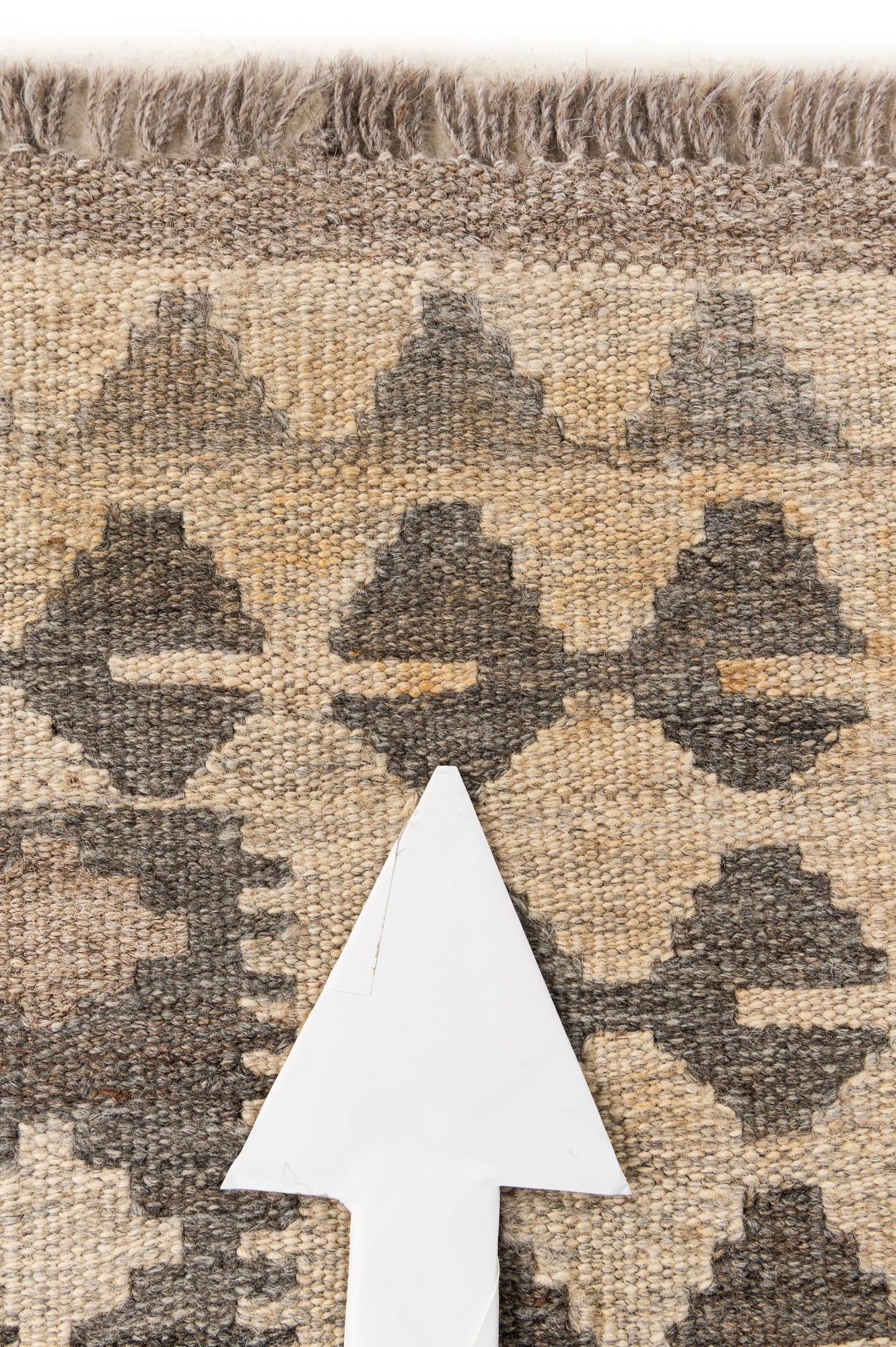 3' 4 x 4' 10 Hand Woven Kilim Maymana Wool Rug