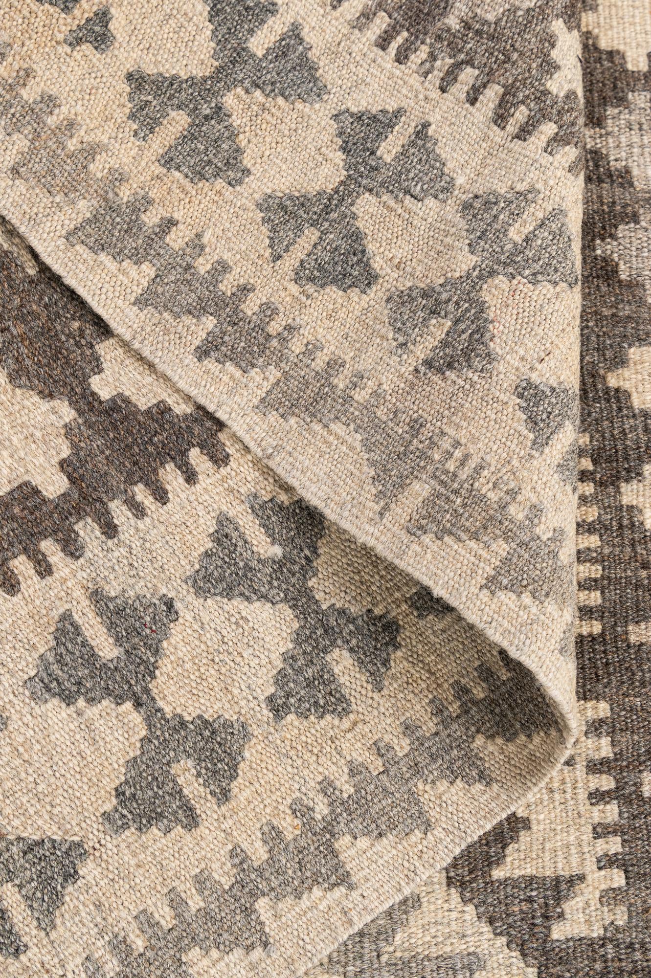 3' 4 x 4' 10 Hand Woven Kilim Maymana Wool Rug
