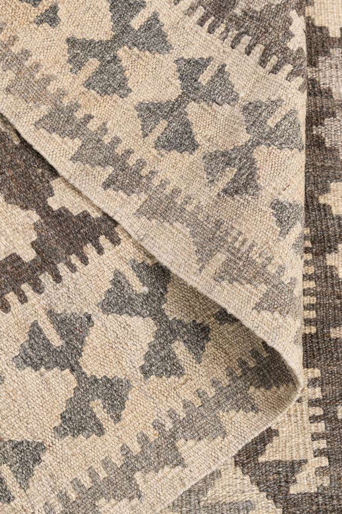 3' 4 x 4' 10 Hand Woven Kilim Maymana Wool Rug