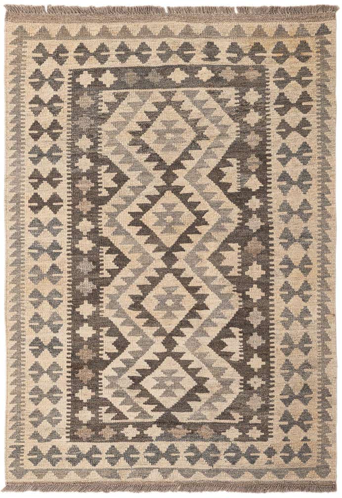 3' 4 x 4' 10 Hand Woven Kilim Maymana Wool Rug