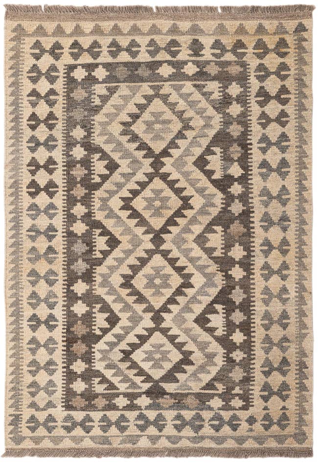 Detail image of 3' 4 x 4' 10 Hand Woven Kilim Maymana Wool Rug