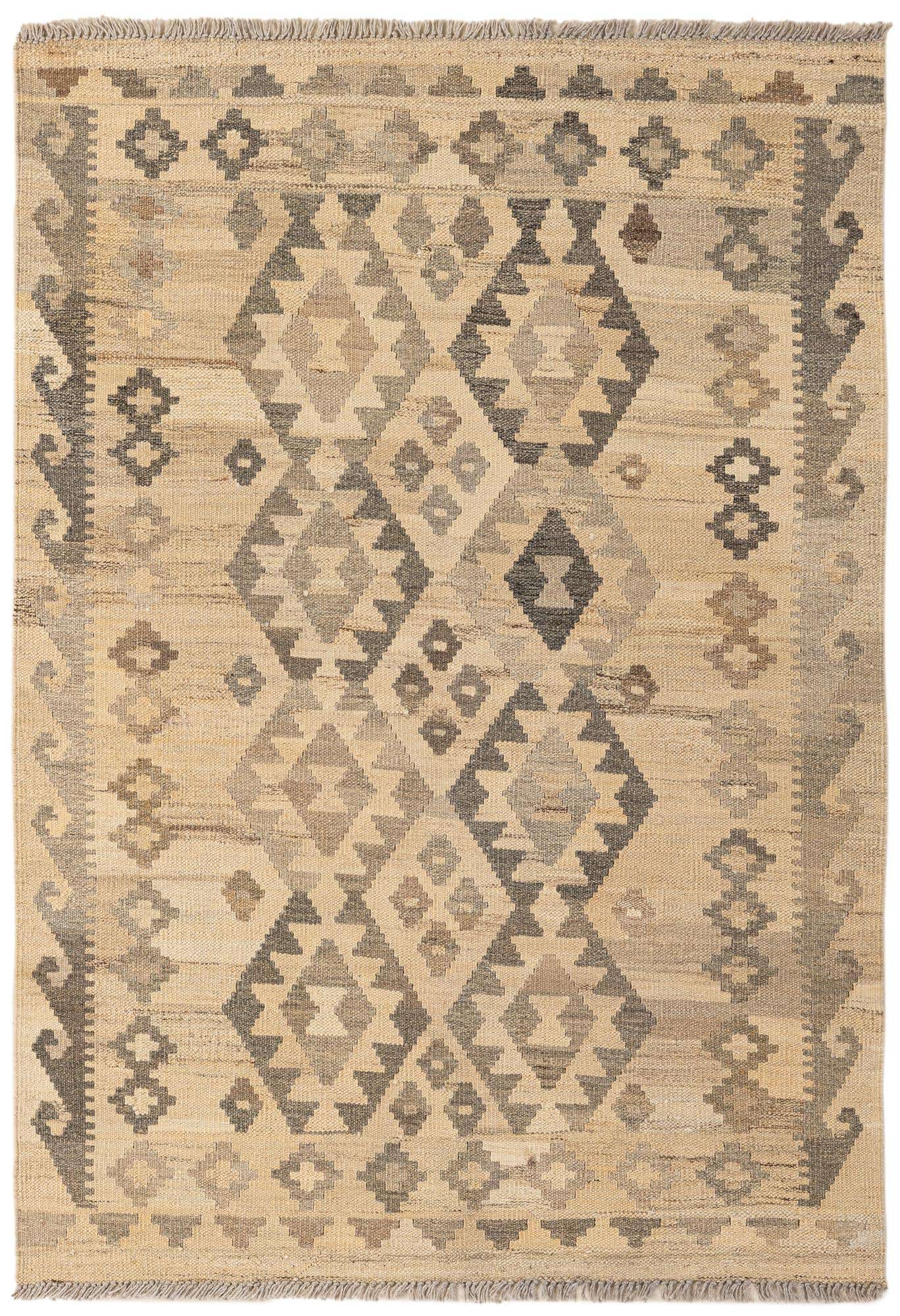 3' 5 x 4' 11 Hand Woven Kilim Maymana Wool Rug